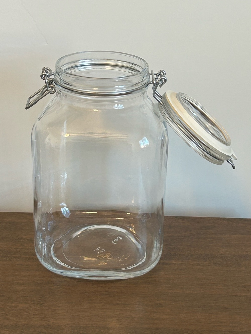 BORMIOLI ROCCO FIDO SQUARE GLASS 3L CANISTER JAR WITH HINGED LID ITALY